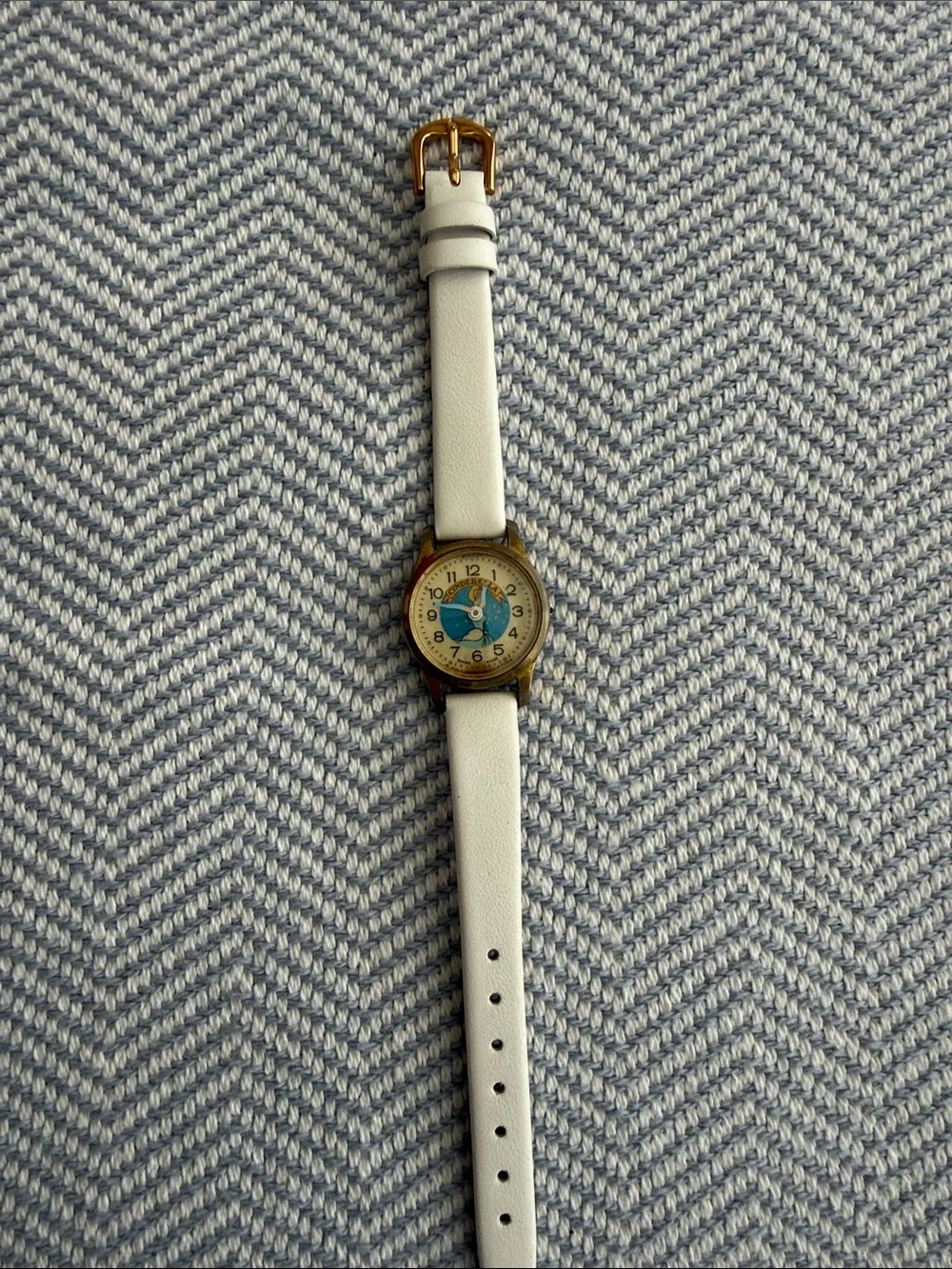 Cinderella White Strap Watch with Blue Dial Detail